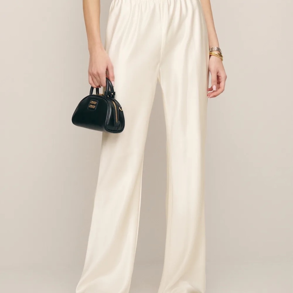 Reformation Gale Satin Mid Rise Bias Pant